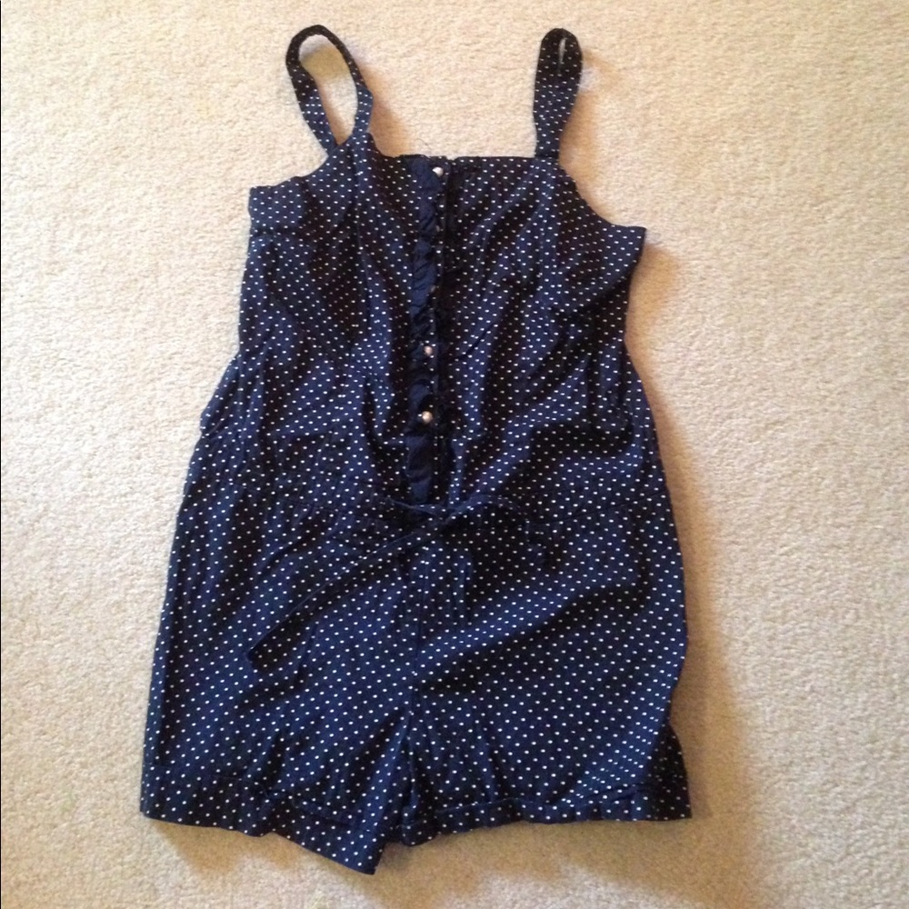 Navy polka dot romper
